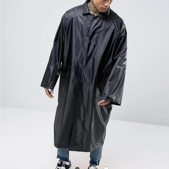 RECLAIMED VINTAGE 100% POLYESTER Maxi Length Raincoat Size M/L VIP Graphic - Picture 15 of 15